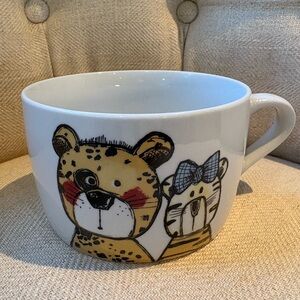 Cute Safari Animal Mug – Leopard & Tiger Cartoon Coffee Cup